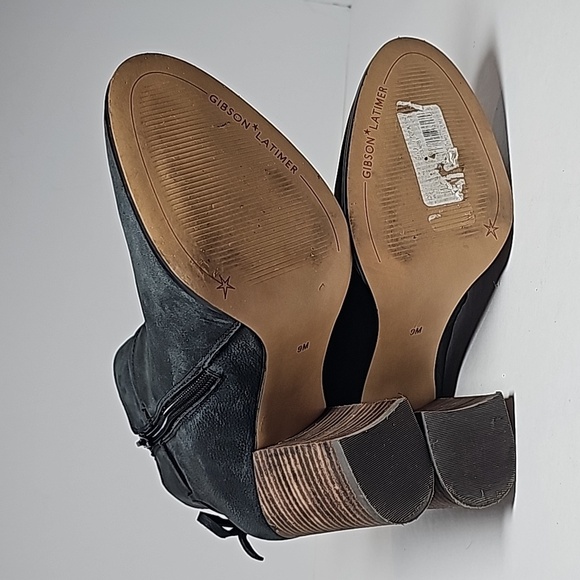 Gibson Latimer Rachel Bootie Ankle Boots Women’s Sz 9 Black Leather Stacked Heel - Picture 14 of 16